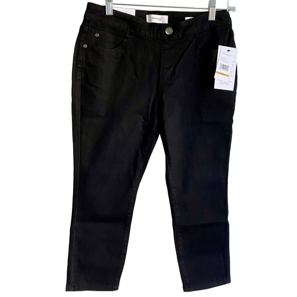 Skinnygirl Petite Pull On Mid Rise Skinny Crop Black Pull On Jeans NEW NWT